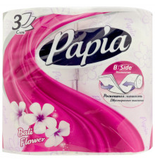 Бумага туалетная PAPIA 4 рулона 3-х слойная с ароматом и рисунком