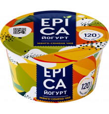 Йогурт EPICA манго-семенами чиа 5,0%, без змж, Россия, 130г