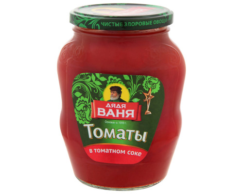 Томаты ДЯДЯ ВАНЯ в томатном соке, неочищенный, в заливке, пастеризованный, Россия, 680 г