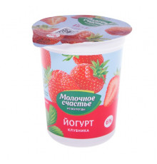 Йогурт МОЛОЧНОЕ СЧАСТЬЕ Клубника фруктово-ягодный 6%, без змж, Россия, 200г