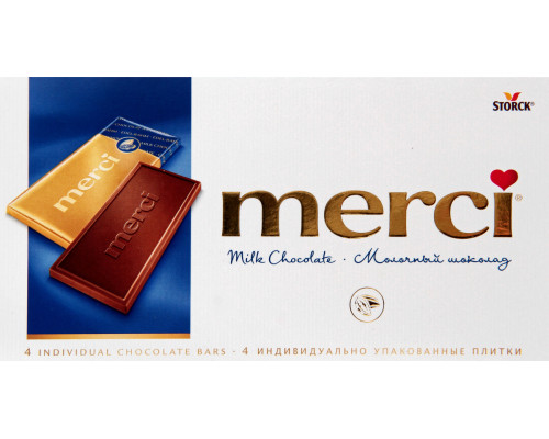 Шоколад "Merci" 100г молочный в индивид.упаковках (4шт) тв/у
