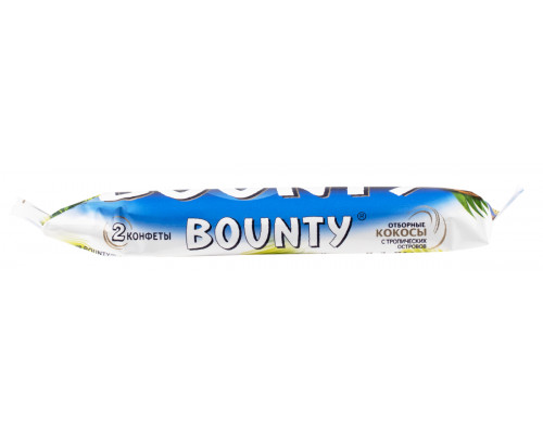 Конфета BOUNTY с нежной мякотью кокоса, покрытая молочным шоколадом, Россия, 55г (2*27,5)
