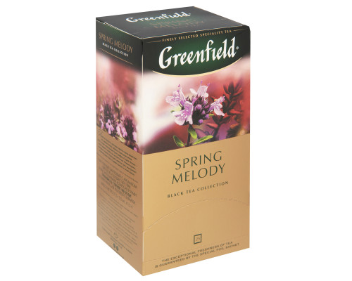 Чай GREENFIELD Spring Melody разовый, чёрный, байховый, Россия, 37,5 г (1.5 г*25)