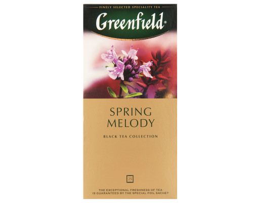 Чай GREENFIELD Spring Melody разовый, чёрный, байховый, Россия, 37,5 г (1.5 г*25)