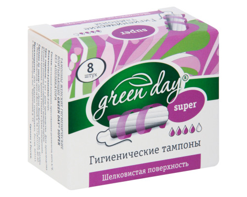 Тампоны "Green day" super гигиен.без аппликатора 1*8шт