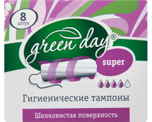 Тампоны "Green day" super гигиен.без аппликатора 1*8шт