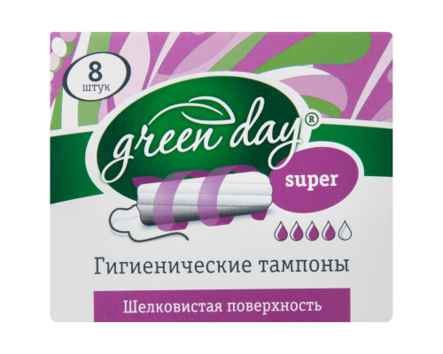 Тампоны "Green day" super гигиен.без аппликатора 1*8шт