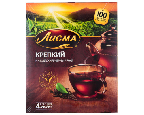 Чай ЛИСМА индийский, черный, байховый, Россия, 200 г (100*2 г)