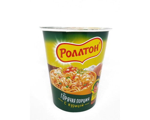 Лапша яичная РОЛЛТОН Горячая порция с курицей, Россия, 70г