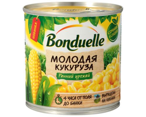 Кукуруза BONDUELLE сладкая молодая, консервирвированная, Россия, 425мл