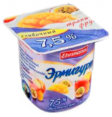 Продукт йогуртный ЭРМИГУРТ тропические фрукты 7,5%, без змж, Россия, 100г