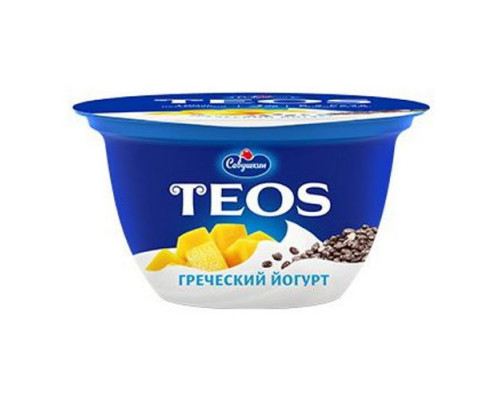 Йогурт TEOS Греческий с манго-чиа 2%, без змж, Беларусь, 140г
