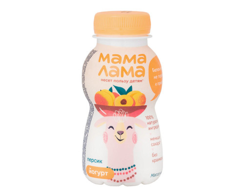 Йогурт питьевой МАМА ЛАМА Персик 2,5%, без змж, Россия, 200 г