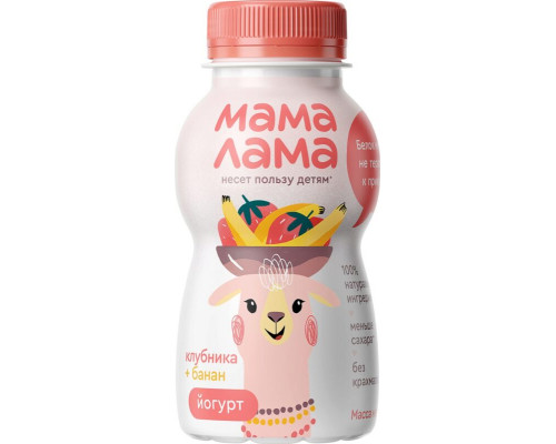 Йогурт питьевой "Мама Лама" 200г с клуб.и бананом 2,5% БЗМЖ