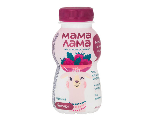 Йогурт питьевой "Мама Лама" 200г с малиной 2,5% Эрман БЗМЖ