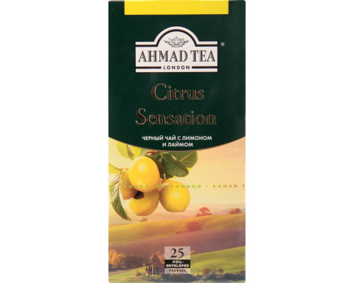 Чай "Ahmad Tea" 45г(25*1,8г) чёрн.байх.лист.мелк.лимон,лайм