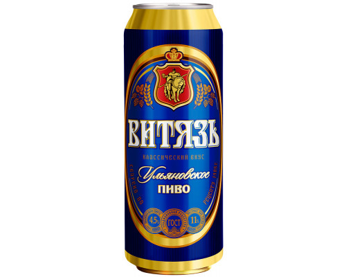 Пиво "Витязь Ульяновское" 0,45л светлое ж/б