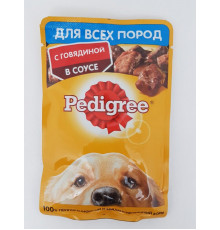 Корм консервированный для взрослых собак PEDIGREE с говядиной в соусе, для всех пород, полнорационный, Россия, 85г