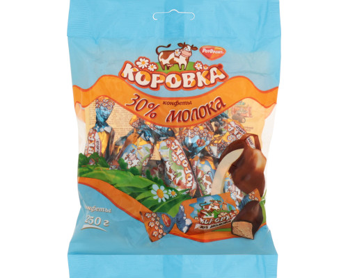 Конфеты "Коровка" 250г 30% молока глазиров.шок.глазурью 