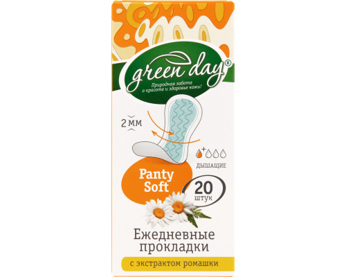 Прокладки"Green day"Panty Soft20шт ежедн.с экст.ромашки