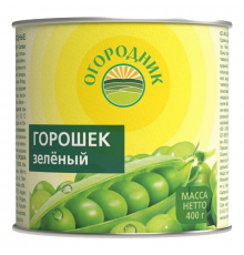 Зеленый горошек ОГОРОДНИК овощной, Россия, 400 г / 425 мл 