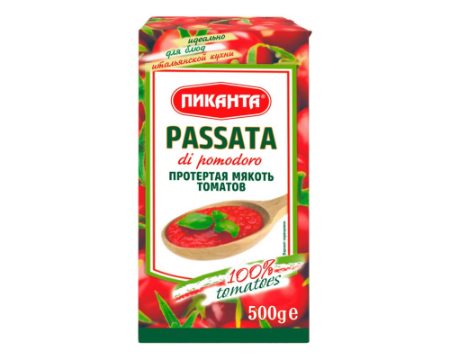 Мякоть томатов протертая ПИКАНТА Passata di pomodoro, консервированная, Италия, 500г