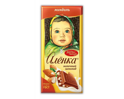 Шоколад "Алёнка" 90г молочный с миндалем м/у