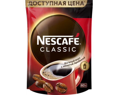 Кофе NESCAFE Classic натуральный, растворимый, Россия, 60 г