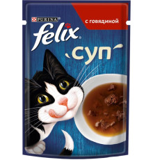 Корм консервированный для взрослых кошек FELIX Суп с говядиной, неполнорационный, Россия, 48г