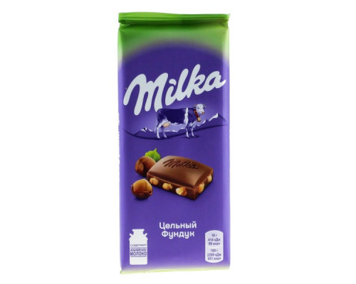 Шоколад "Milka" 85г молочный с цельным фундуком м/у