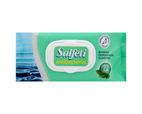 Салфетки влажные"Salfeti"72шт очищающие антибактериальные