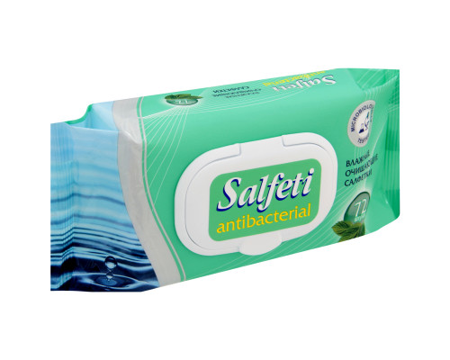 Салфетки влажные"Salfeti"72шт очищающие антибактериальные