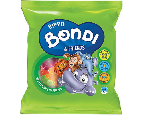 Мармелад HIPPO BONDI & Friends ассорти вкусов, Россия, 30 г