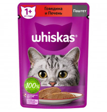 Корм "Whiskas" 75г паштет из говядины с печенью для вз.кошек 