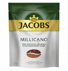 Кофе JACOBS Millicano растворимый, сублимированный, жаренный, молотый, Россия, 120 г 
