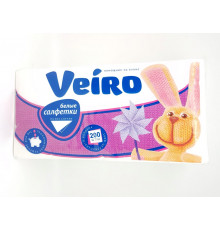 Салфетки бумажные "Veiro" 200шт 1-слойные 24*24см м/у 