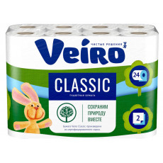 Бумага туалетная VEIRO Classic 24 рулона 2-х слойная ГОСТ 