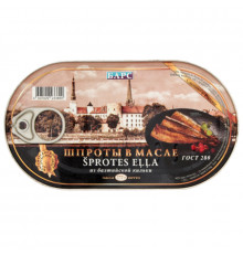Шпроты БАРС из балтийской кильки, в масле консервы рыбные, Россия, 175 г 