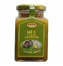 Мёд цветочный МЕДОВЫЙ КРАЙ Алтайский с кедровой живицей, натуральный, Россия, 330г