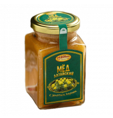 Мёд цветочный МЕДОВЫЙ КРАЙ Алтайский с Золотым корнем, натуральный, Россия, 330г