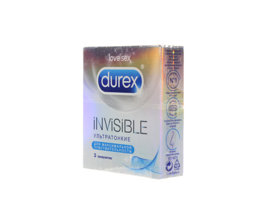 Презервативы"Durex"Invisible 3шт гладкие, ультратонкие 