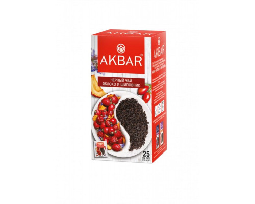 Чай AKBAR черный, яблоко и шиповнк, Россия, 37.5 г (25*1.5 г)
