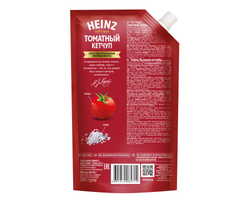 Кетчуп "Хайнц" 320г томатный дой-пак 