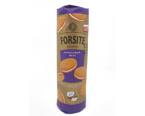 Печенье"Forsite"220г сахар.сэндвич с кокосовым вкусом м/у