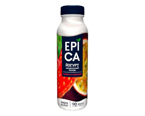 Йогурт питьевой EPICA клубника-маракуйя 2,5%, без змж, Россия, 260г