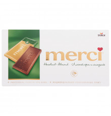 Шоколад "Merci" 100г молочный с др.лесным орехом и миндалем 