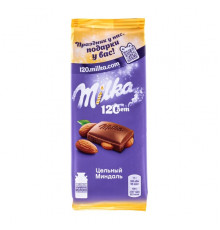 Шоколад "Milka" 85г молочный с цельным миндалем м/у