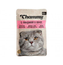 Корм консервированный для кошек CHAMMY с говядиной в соусе, неполнорационный, Россия, 85г