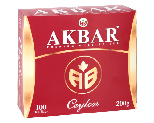 Чай AKBAR Ceylon черный, байховый, цейлонский, мелколистный, Россия, 200 г (100*2 г) 