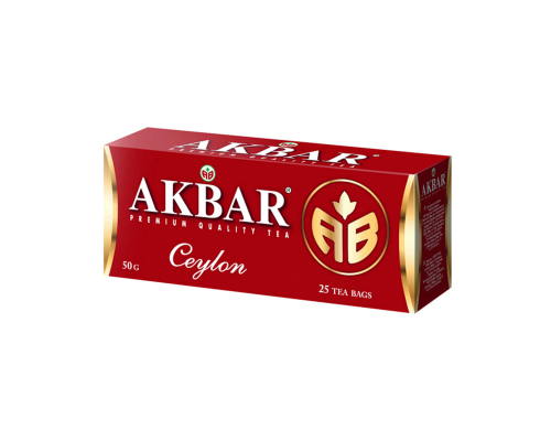 Чай AKBAR Ceylon черный, байховый, цейлонский, мелколистный, Россия, 50 г (25*2 г) 